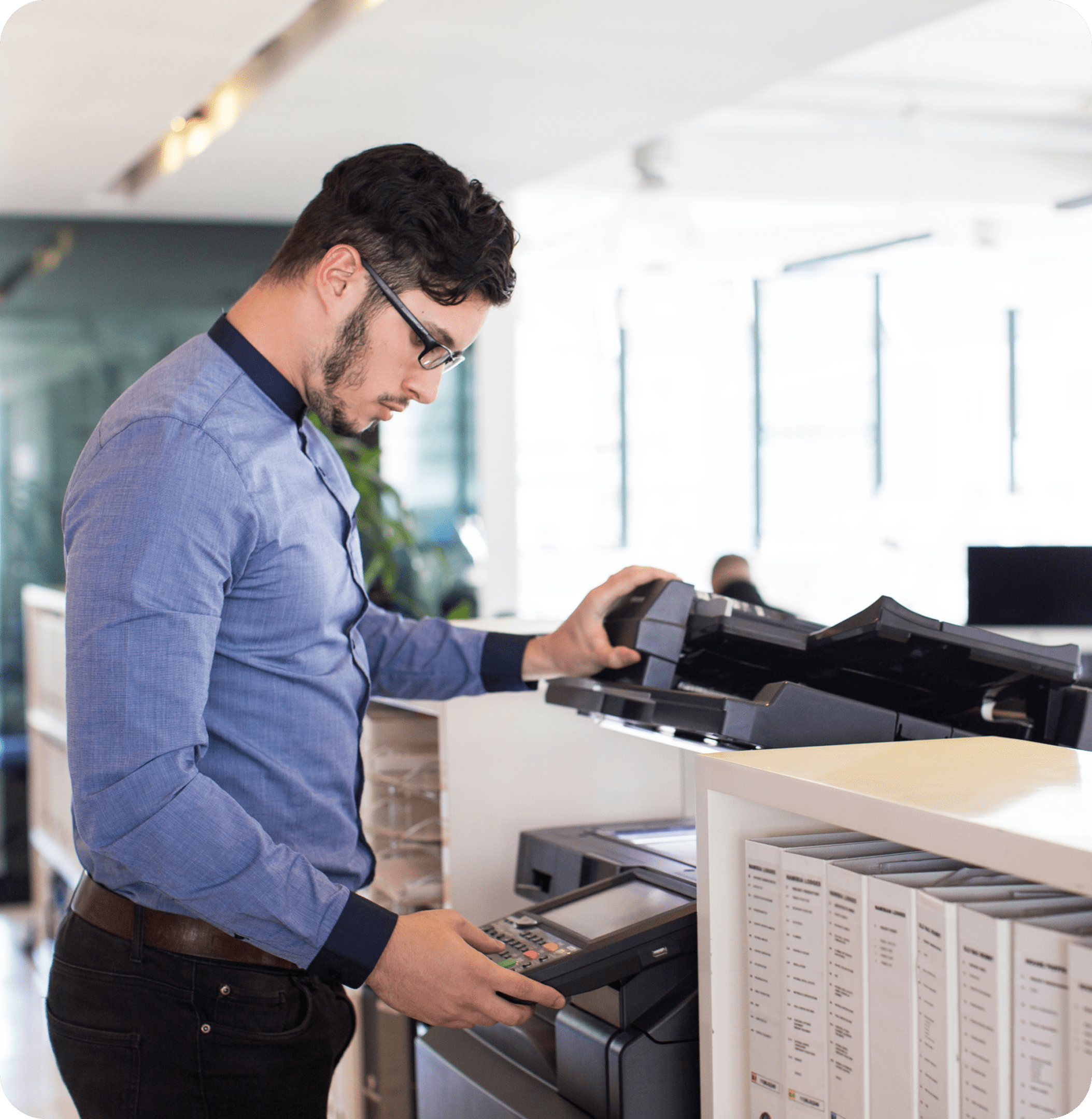 Person operating photocopy machine