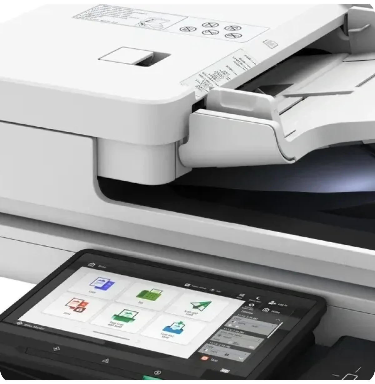 Multifunctional printer control panel close-up